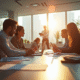 Bureau moderne espace ouvert collaboration professionnelle