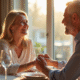 Couple mature souriant lors d un dîner d anniversaire