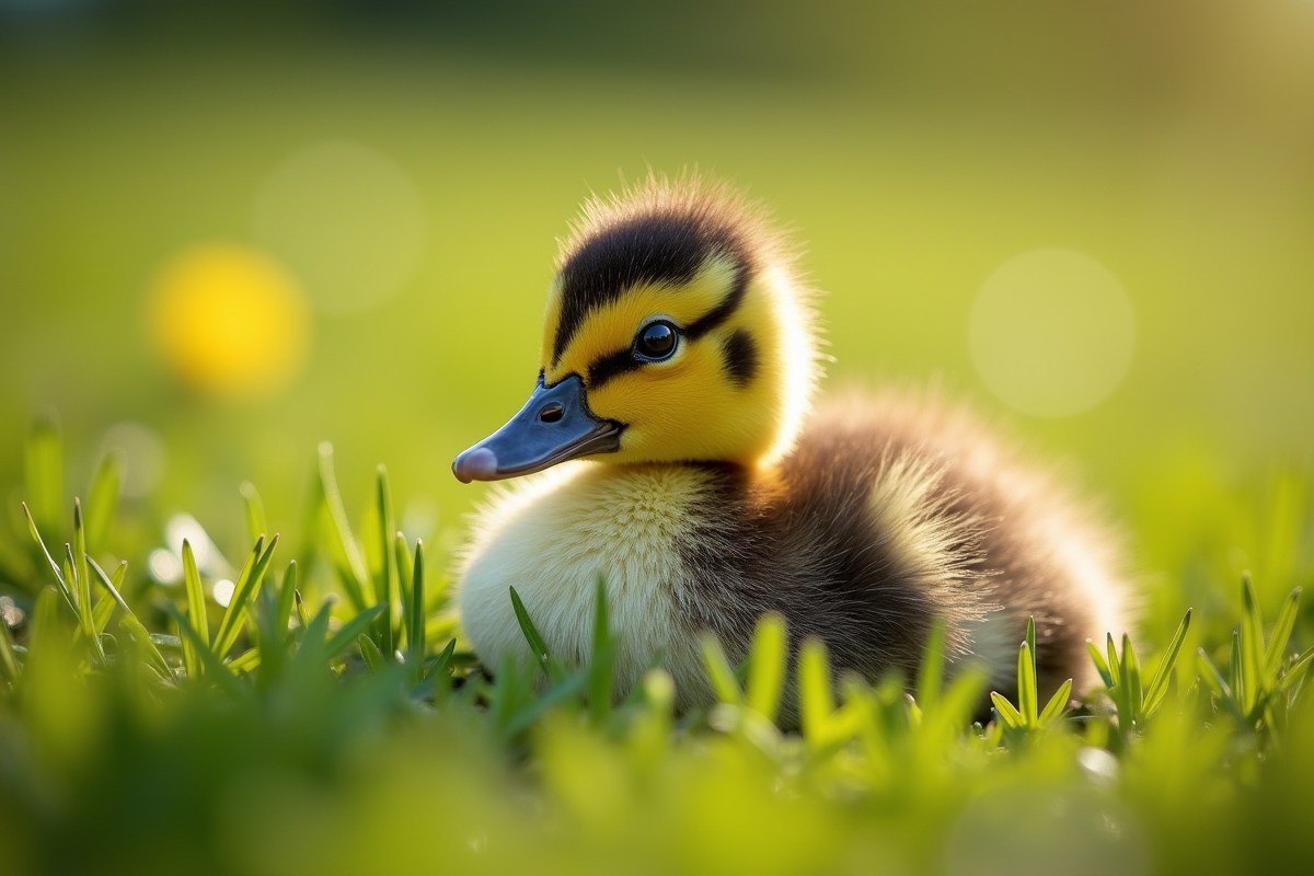Jeune canard reposant dans l