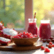 Petit déjeuner végétal avec fruits frais et smoothie