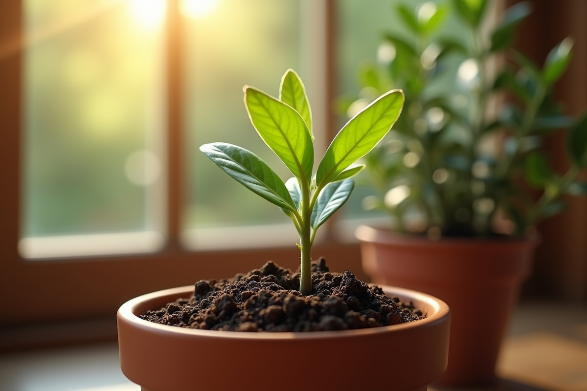Jasmin avec racines planté dans un pot en terre cuite
