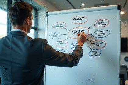 Professionnel dessinant une carte mentale avec CRAC au centre